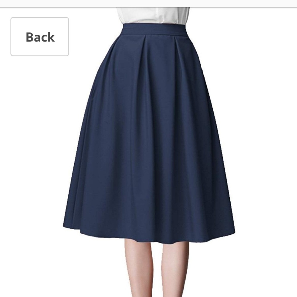 NWOT, Navy Blue A-line Flare skirt with Pockets